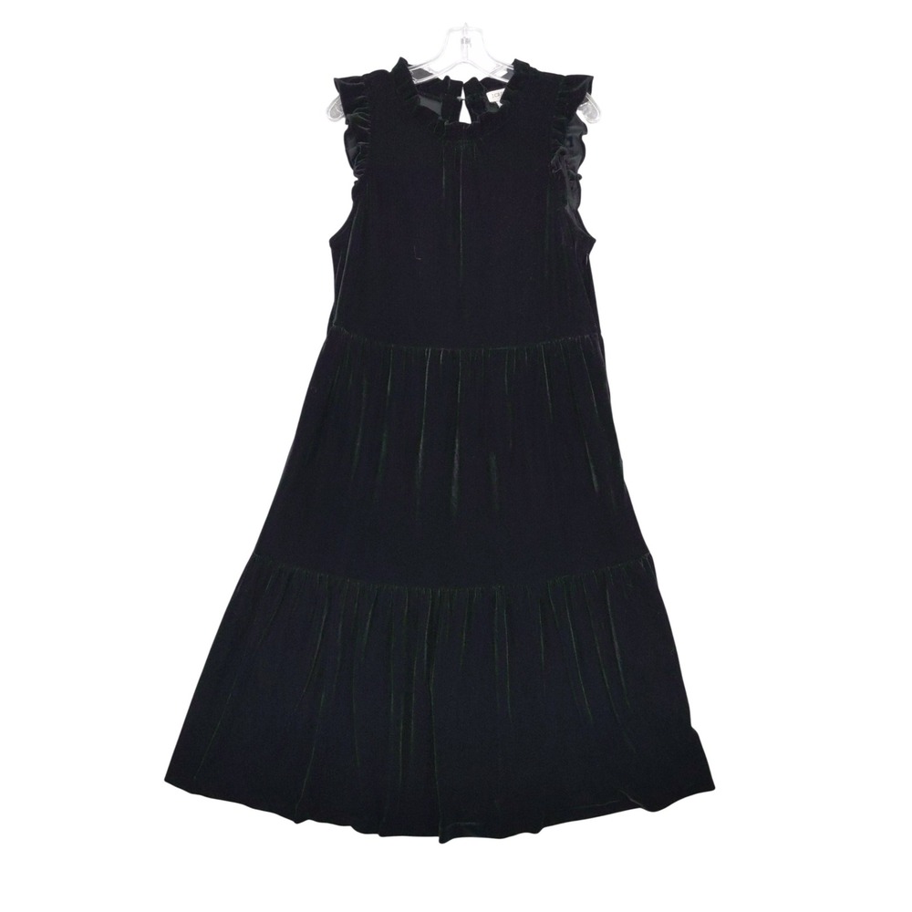 J. Crew Black Velvet Tiered Midi Dress